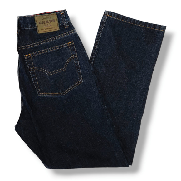 EUC Chaps Denim 100% Cotton Straight Leg Jeans Sz. 32x30 Dark Wash - Picture 1 of 7